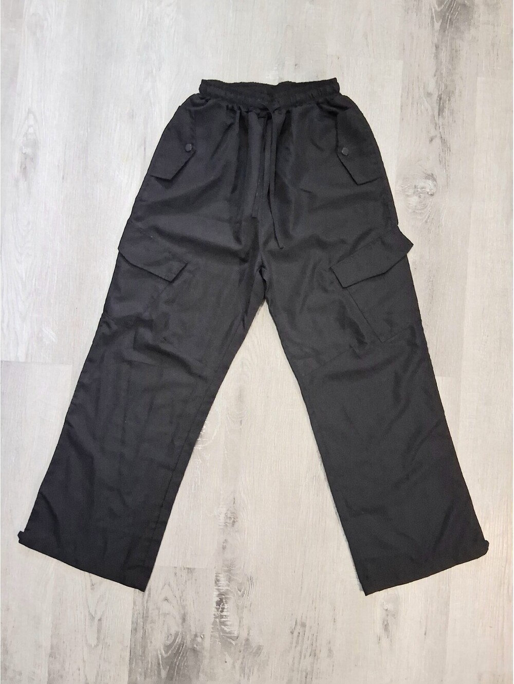 Unbranded Girls/Boys M 7-8 Black Drawstring Elastic Waist  Wide leg Cargo Pants